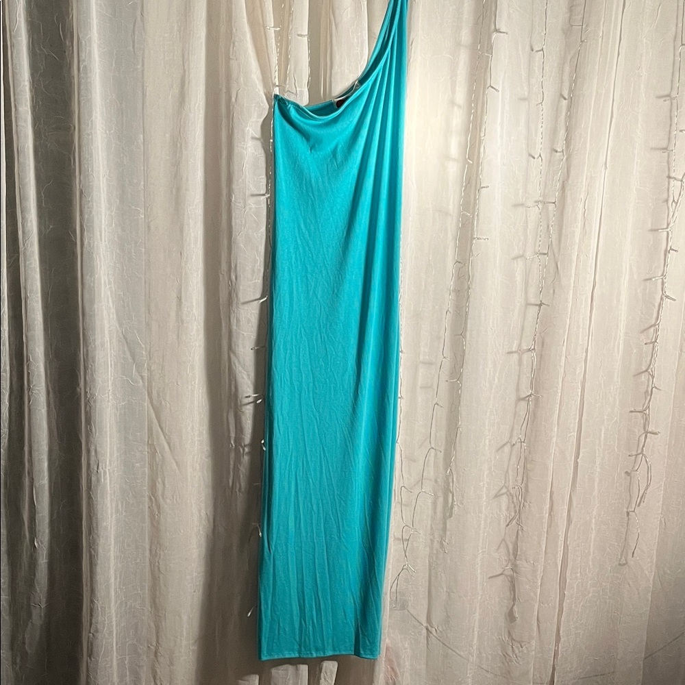 Free People One-Shoulder Turquoise Dress